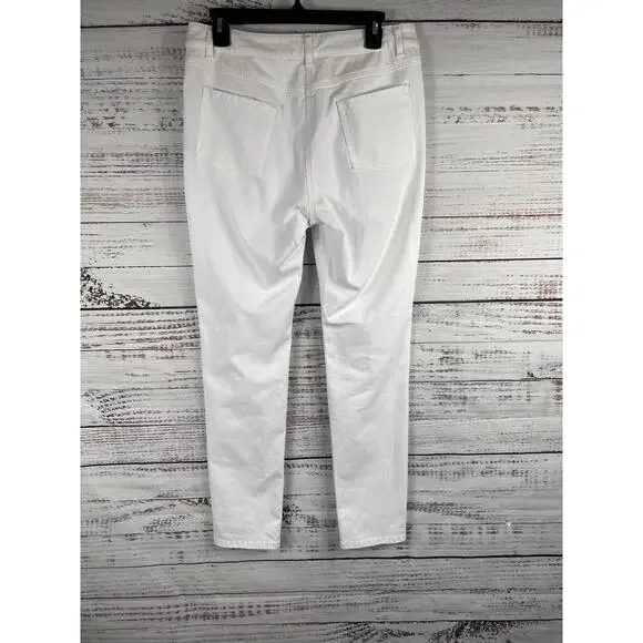 J.McLaughlin Jeans Women's 10 White Straight Leg Five Pocket Denim Pants Casual - Picture 6 of 8